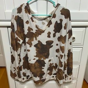 Cow print hooded shirt